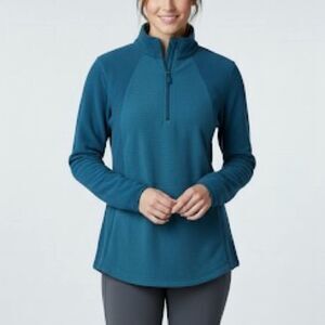 BCG Teal Fleece Pullover 1/4 Zip Running Top Long Sleeve S